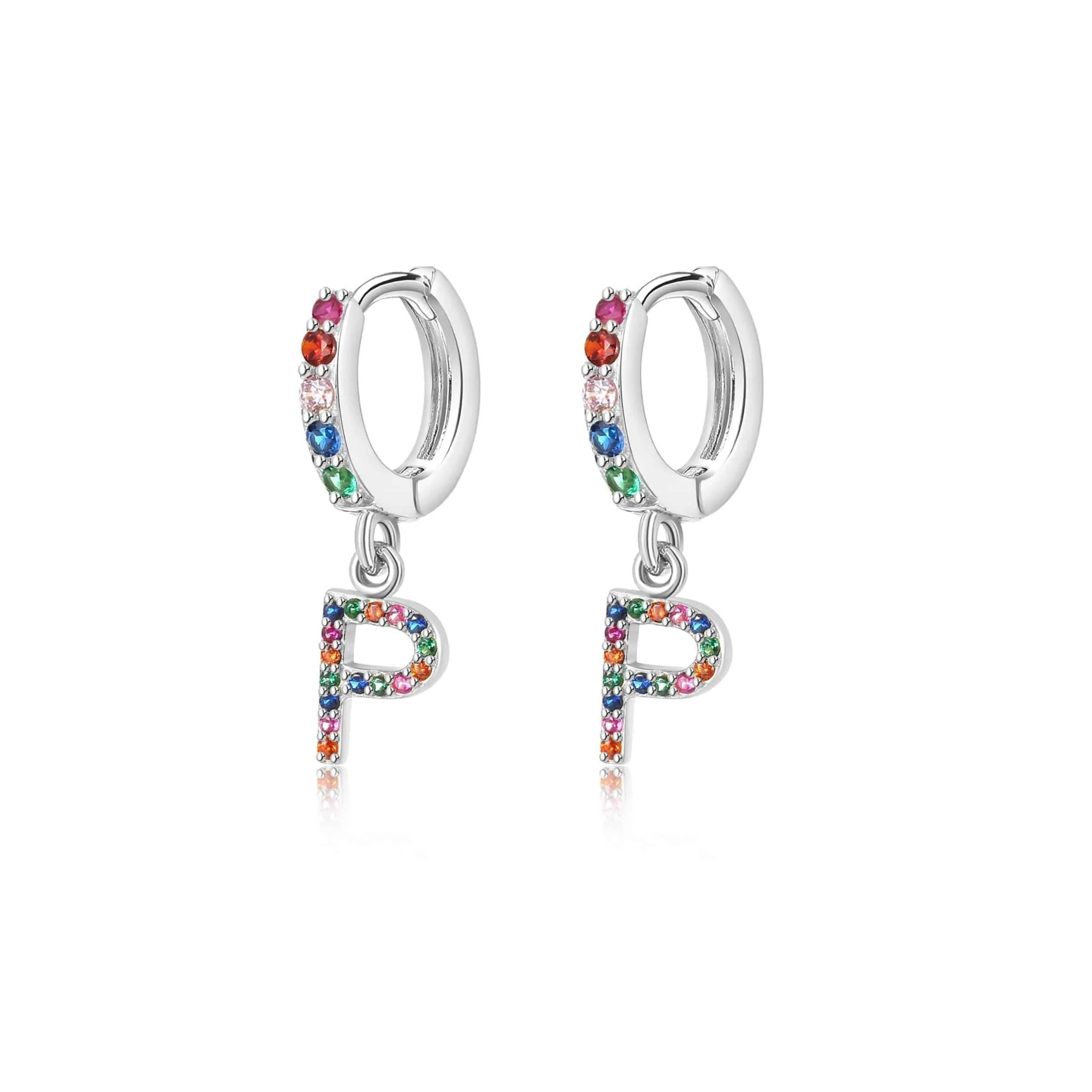 "Rainbow Initial Hoops" Earrings