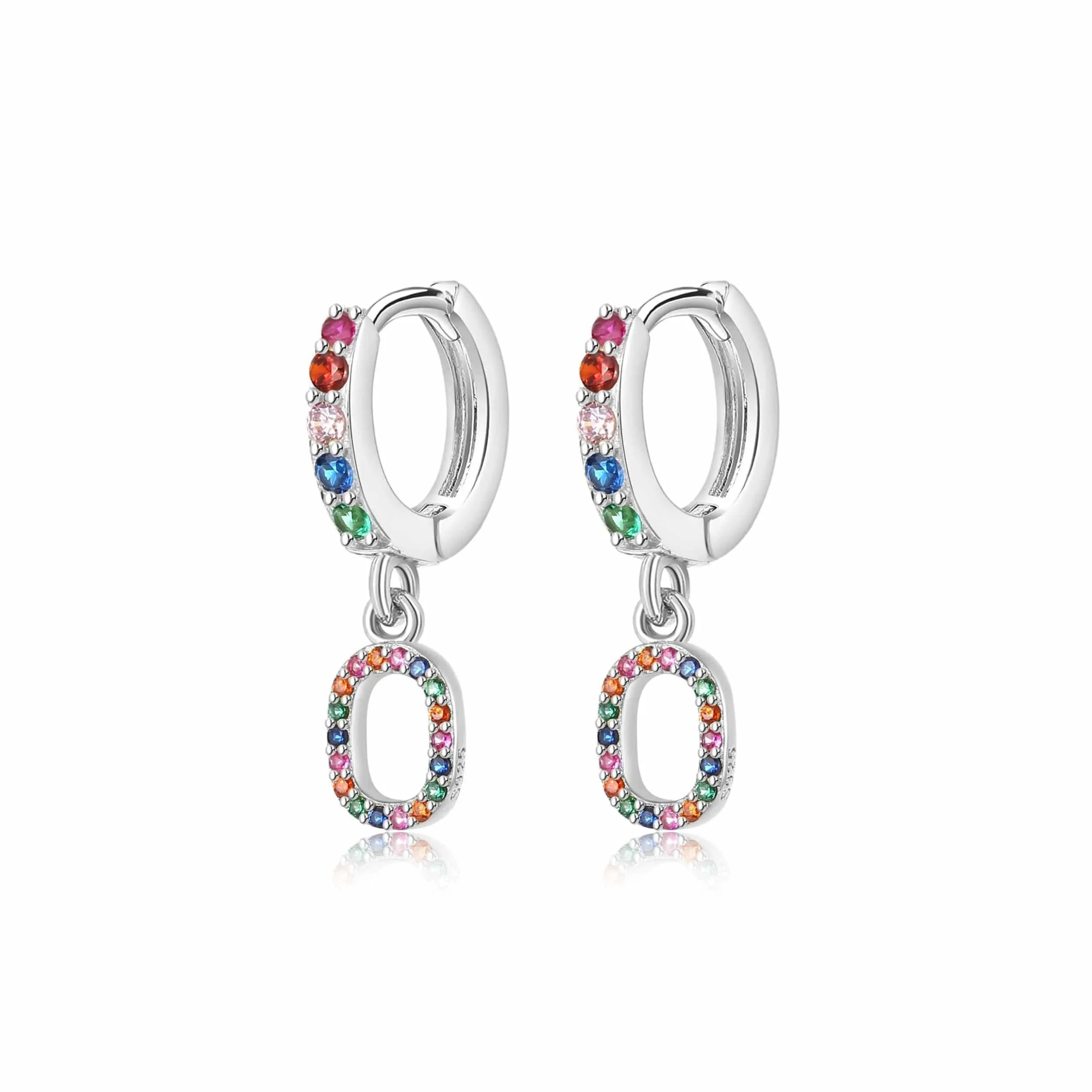 "Rainbow Initial Hoops" Earrings