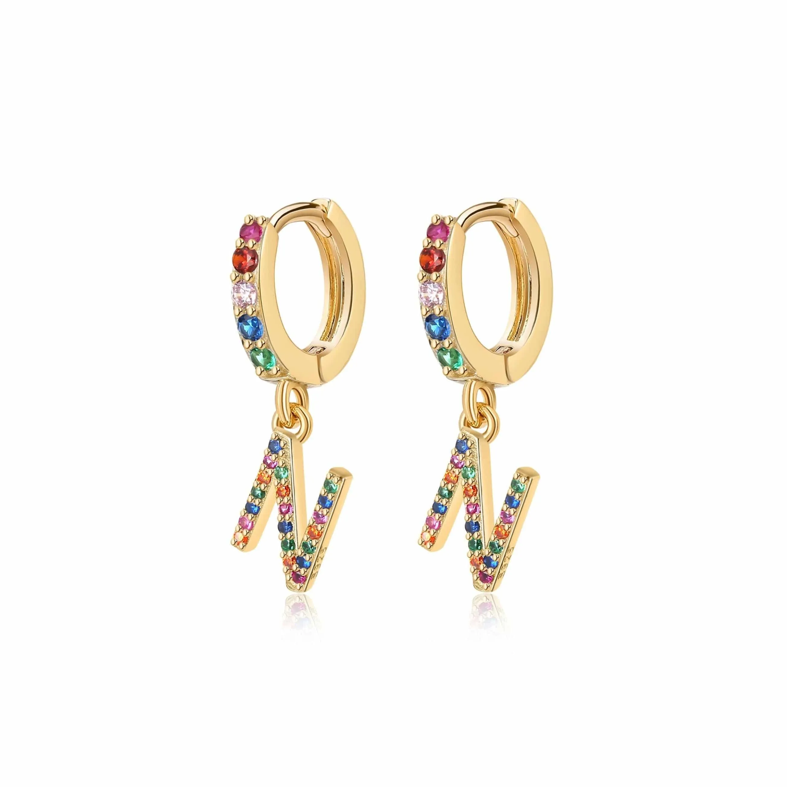 "Rainbow Initial Hoops" Earrings