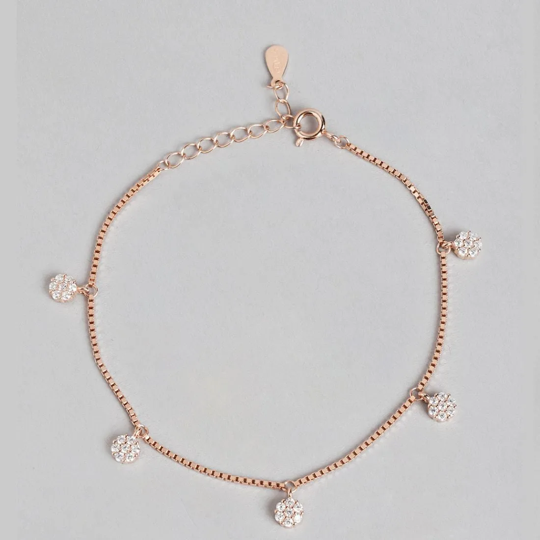 Radiant Rose 925 Sterling Silver Rose Gold-Plated Bracelet with Cubic Zirconia