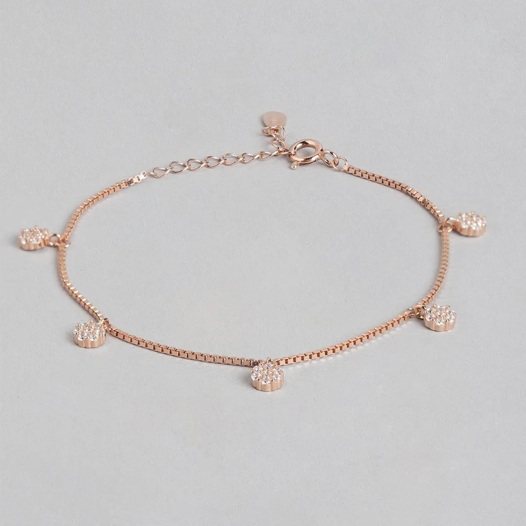 Radiant Rose 925 Sterling Silver Rose Gold-Plated Bracelet with Cubic Zirconia