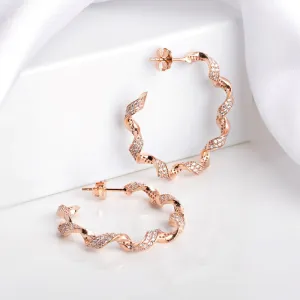 Radiant Rose Gold-Plated Cubic Zirconia Stud Earrings