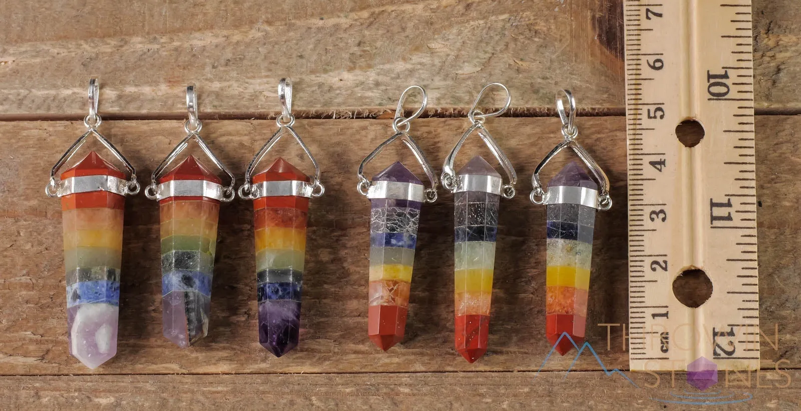 Rainbow CHAKRA Crystal Pendant - Crystal Points, Handmade Jewelry, Healing Crystals and Stones, E0320