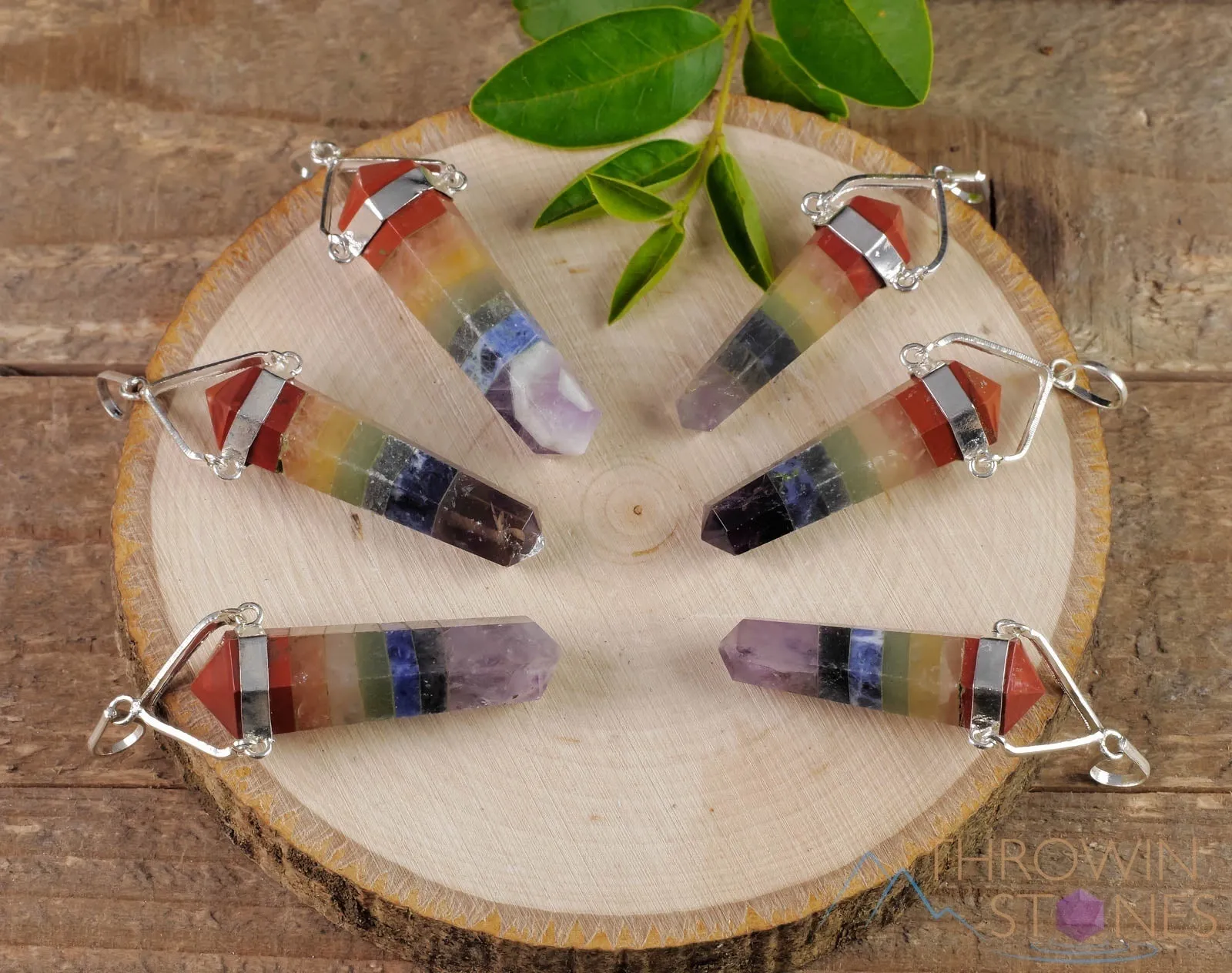 Rainbow CHAKRA Crystal Pendant - Crystal Points, Handmade Jewelry, Healing Crystals and Stones, E0320