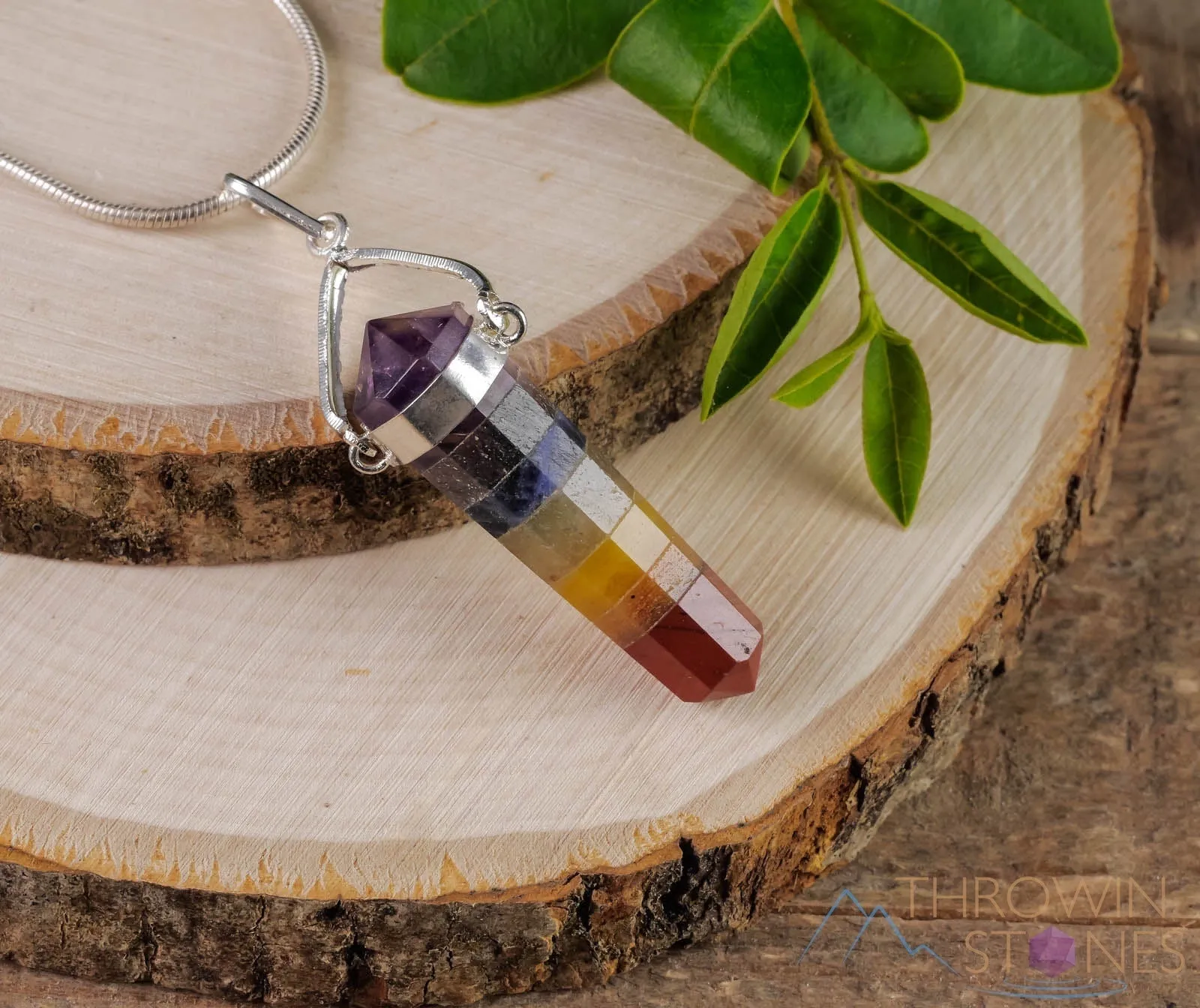 Rainbow CHAKRA Crystal Pendant - Crystal Points, Handmade Jewelry, Healing Crystals and Stones, E0320