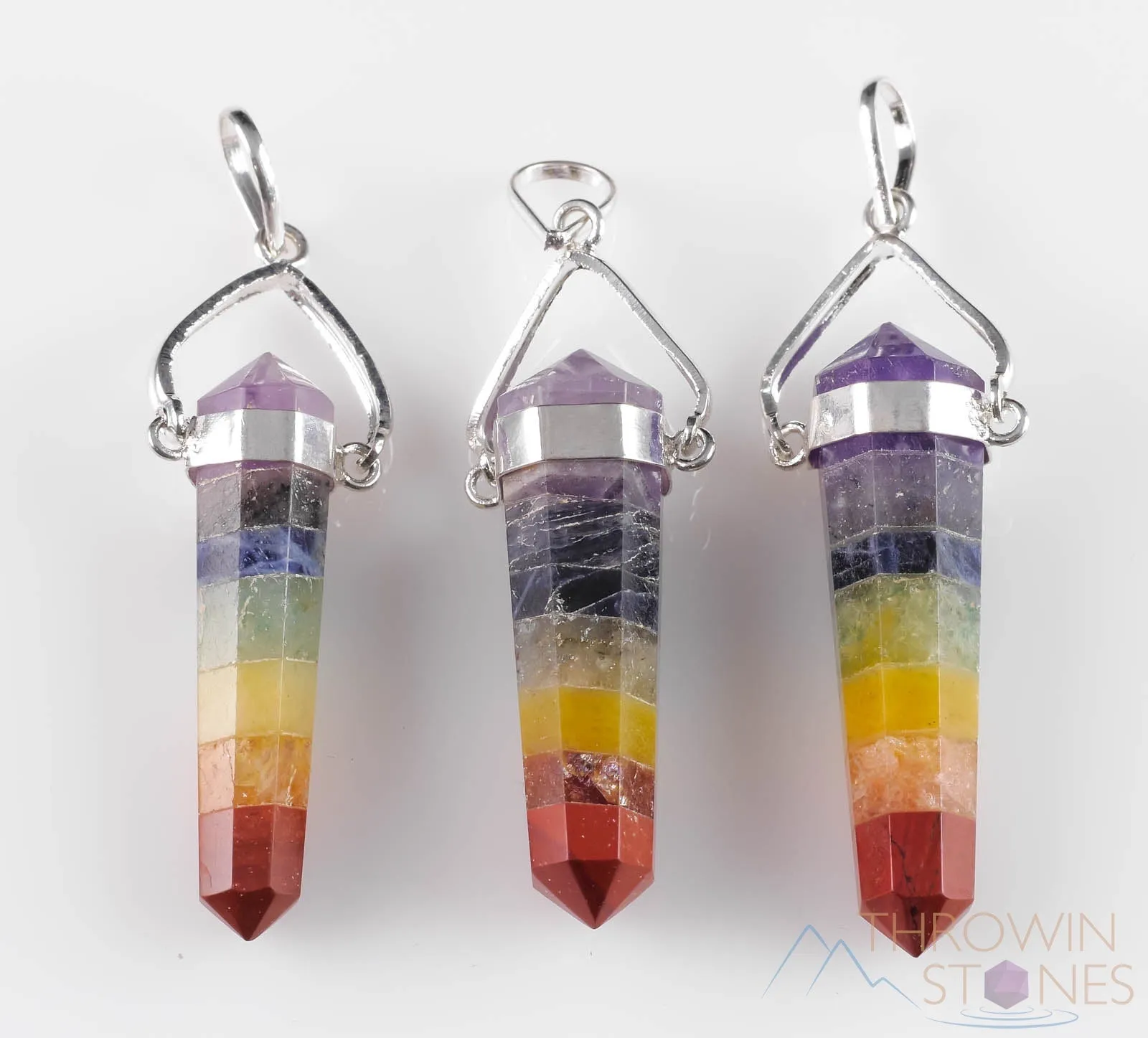 Rainbow CHAKRA Crystal Pendant - Crystal Points, Handmade Jewelry, Healing Crystals and Stones, E0320