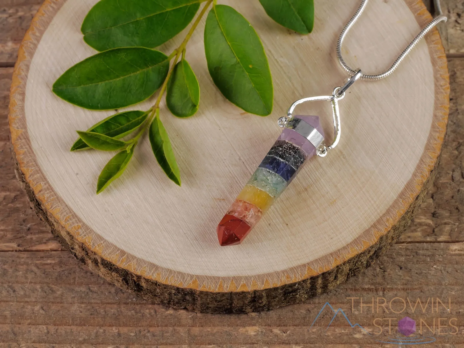 Rainbow CHAKRA Crystal Pendant - Crystal Points, Handmade Jewelry, Healing Crystals and Stones, E0320