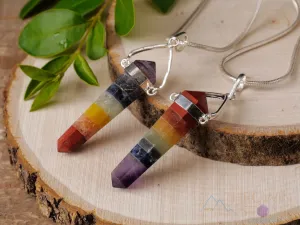 Rainbow CHAKRA Crystal Pendant - Crystal Points, Handmade Jewelry, Healing Crystals and Stones, E0320