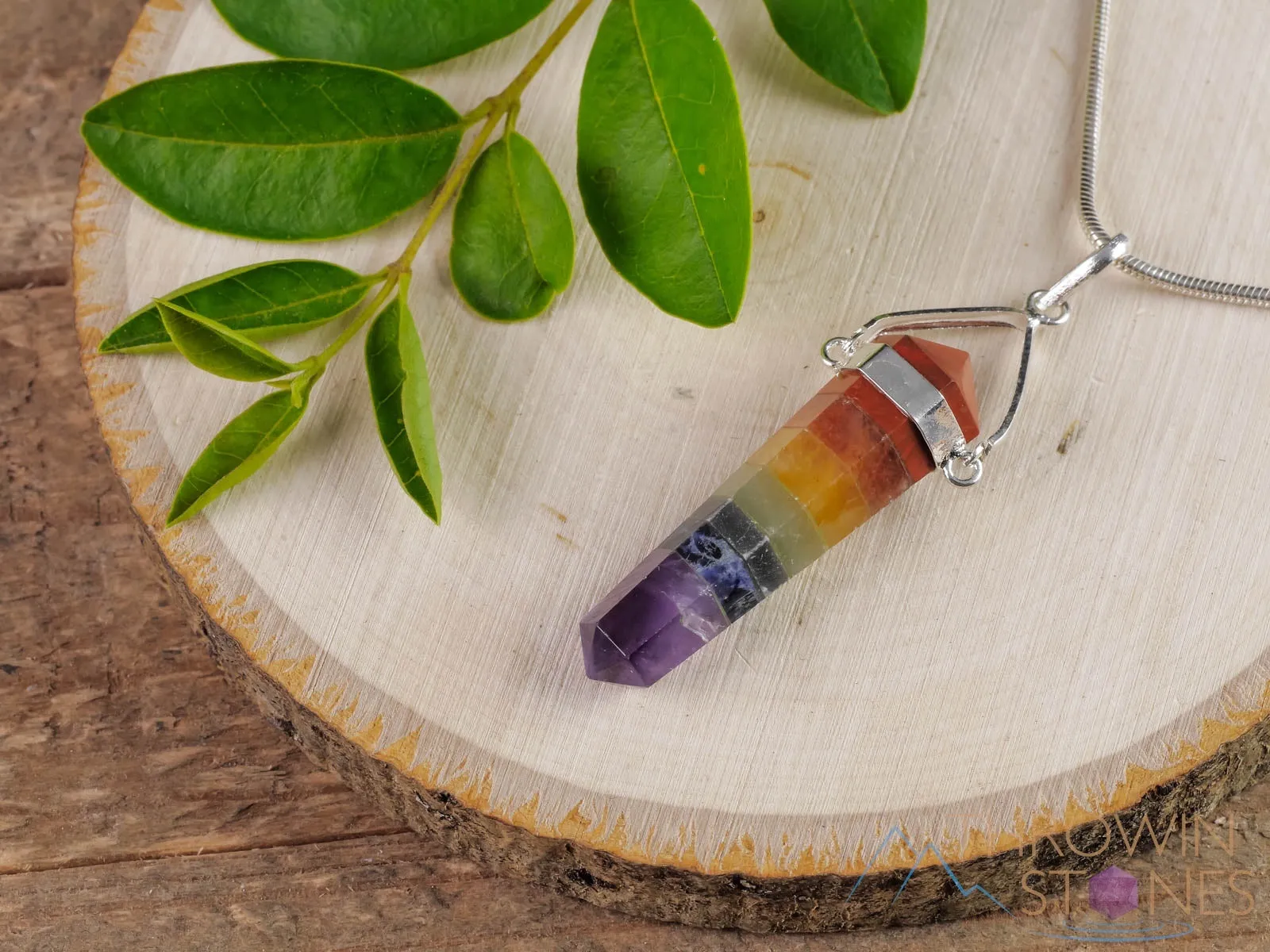 Rainbow CHAKRA Crystal Pendant - Crystal Points, Handmade Jewelry, Healing Crystals and Stones, E0320