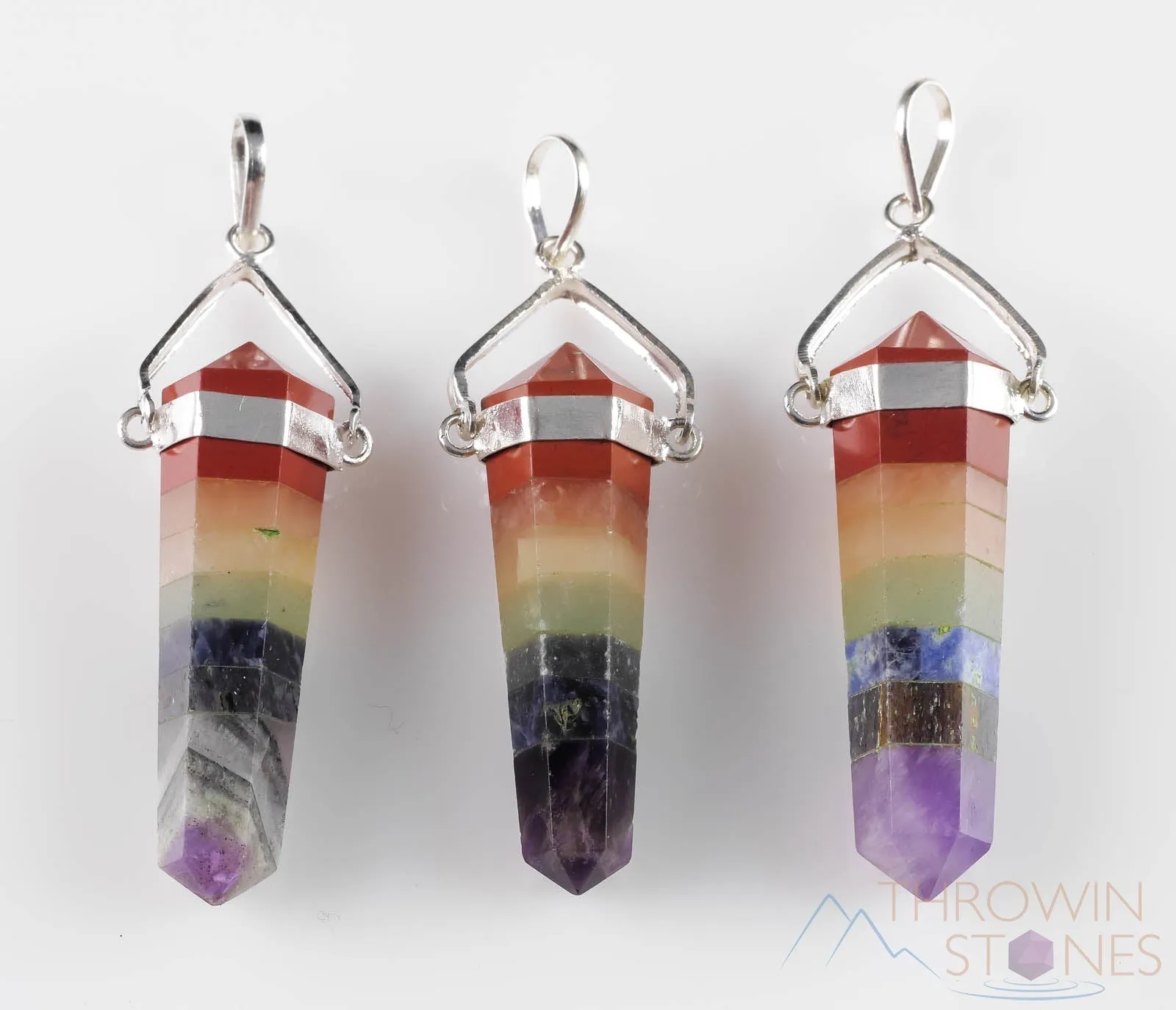 Rainbow CHAKRA Crystal Pendant - Crystal Points, Handmade Jewelry, Healing Crystals and Stones, E0320