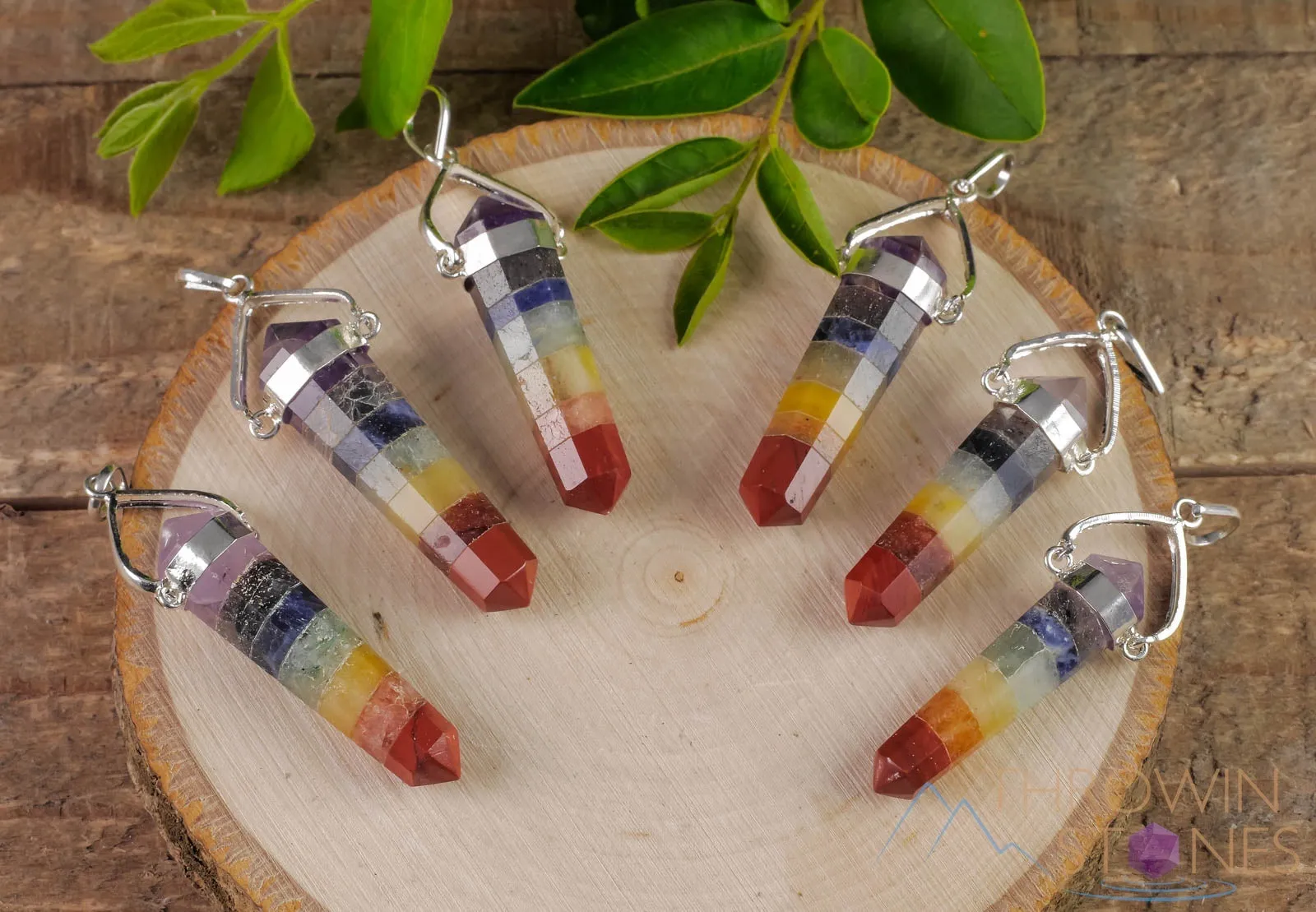 Rainbow CHAKRA Crystal Pendant - Crystal Points, Handmade Jewelry, Healing Crystals and Stones, E0320