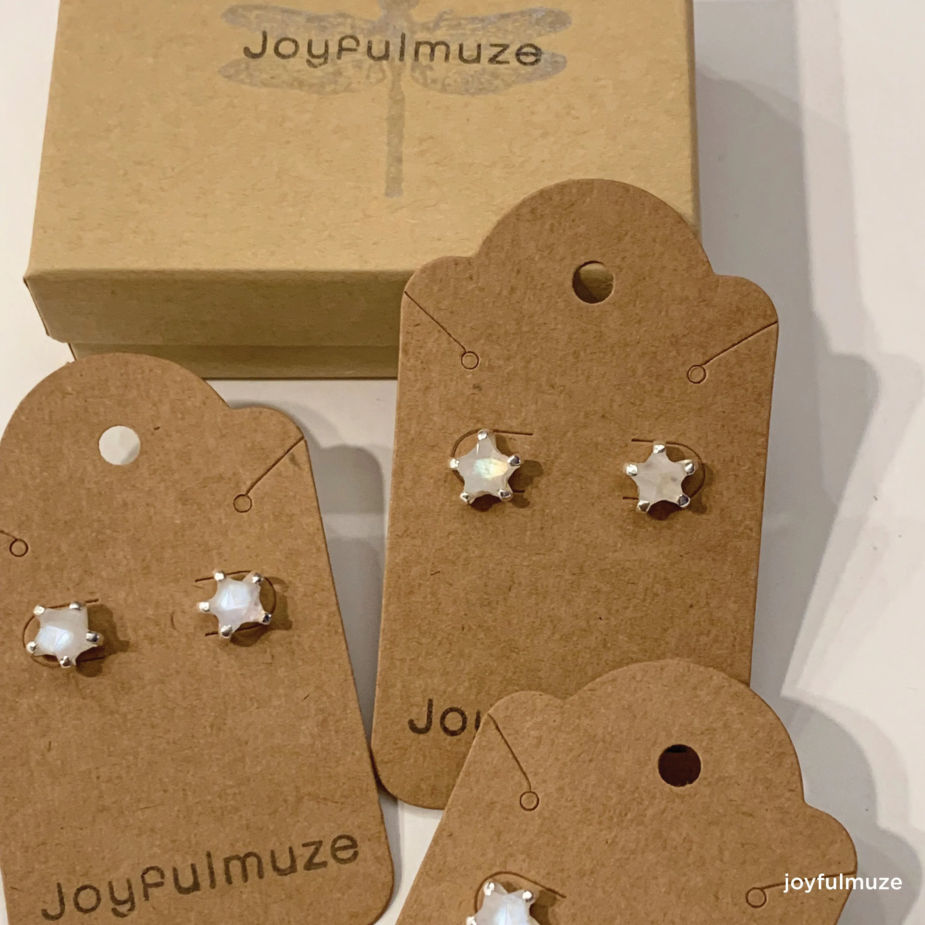 Rainbow Moonstone Stars Studs