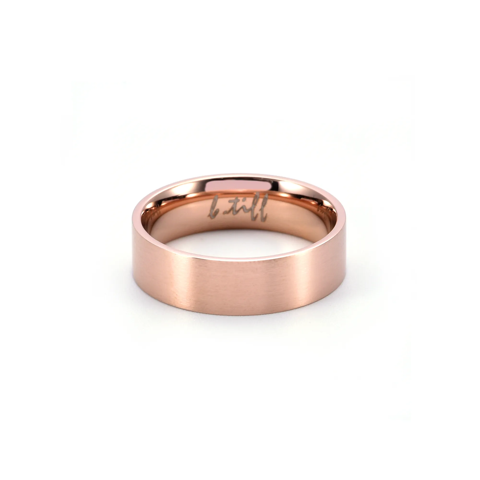 RG600RG B.Tiff Simplicity 6 Rose Gold Plated Stainless Steel Stacking Plain Ring