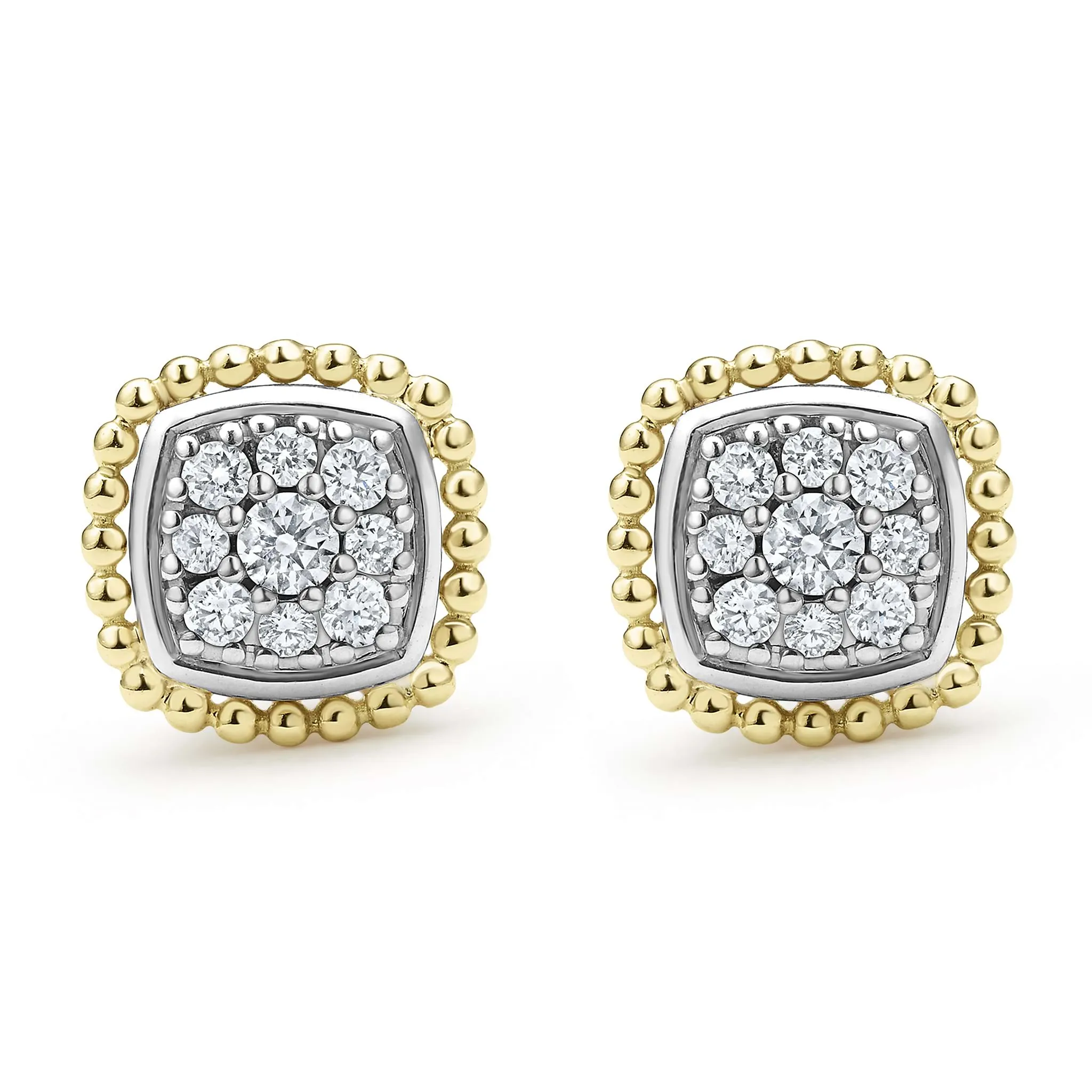 Rittenhouse Two-Tone Caviar Diamond Stud Earrings