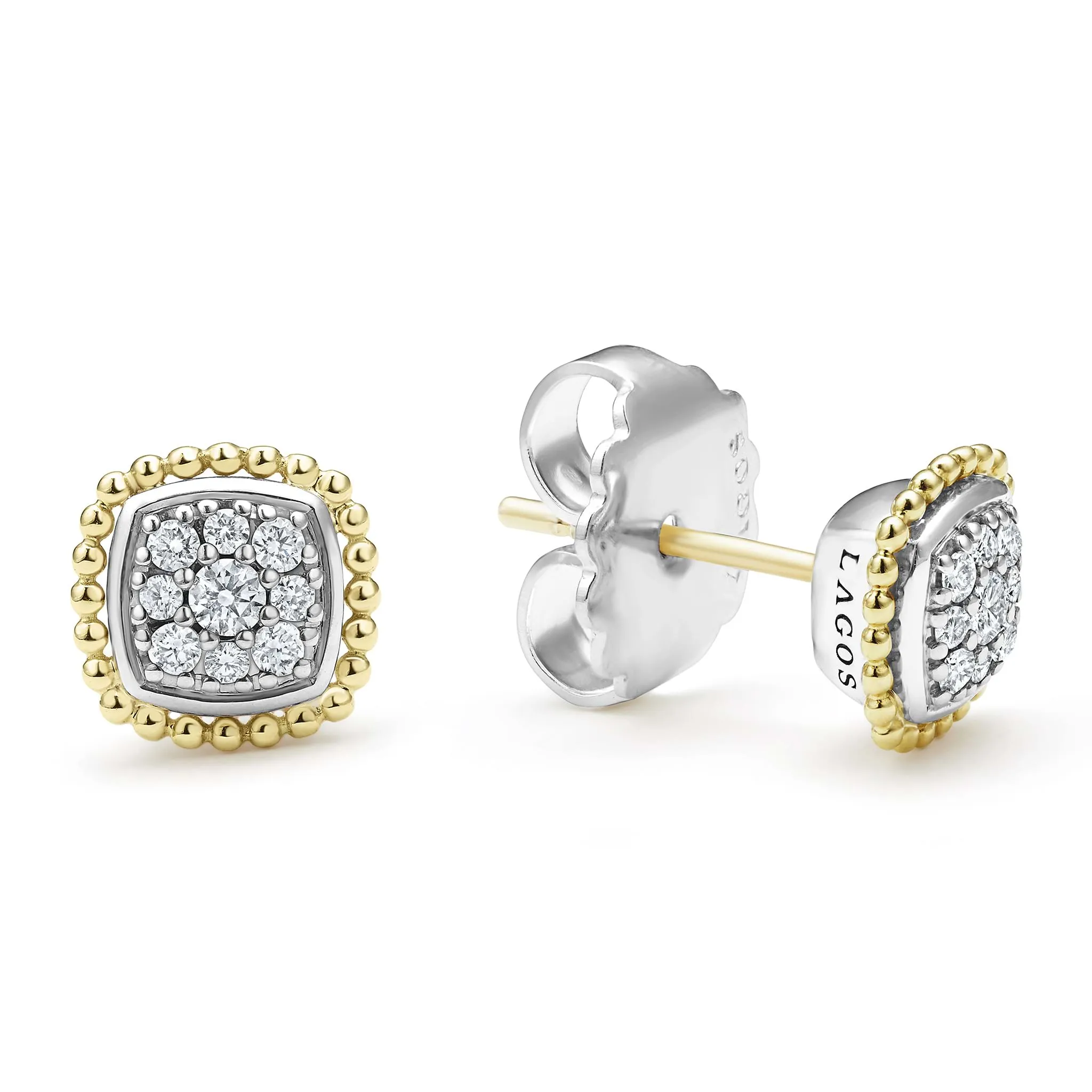 Rittenhouse Two-Tone Caviar Diamond Stud Earrings