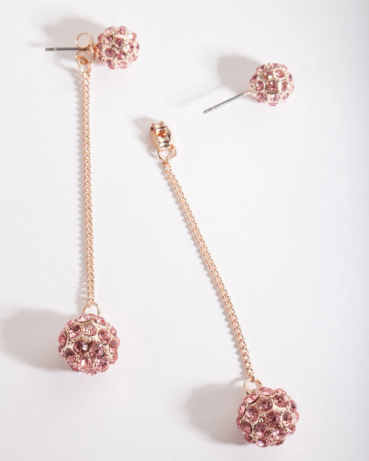 Rose Gold Diamante Drop Ball Stud Earring