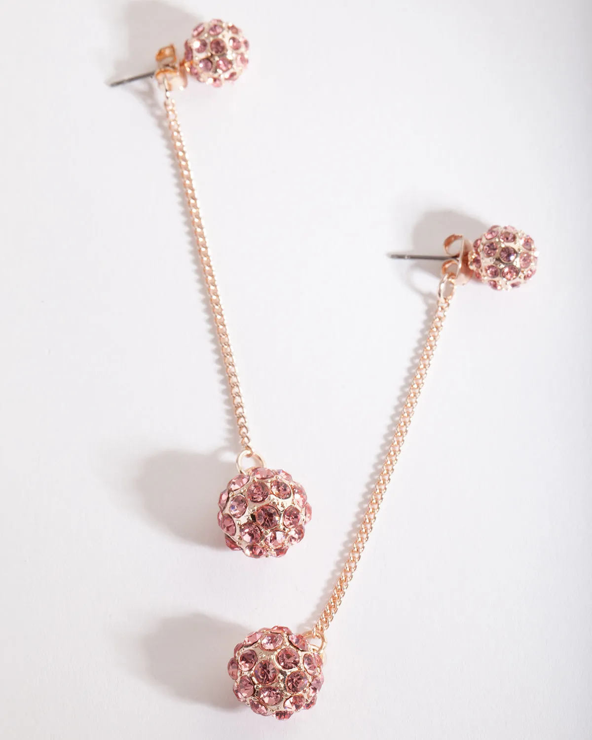 Rose Gold Diamante Drop Ball Stud Earring