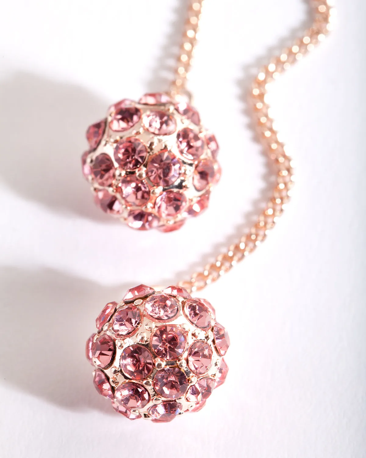 Rose Gold Diamante Drop Ball Stud Earring