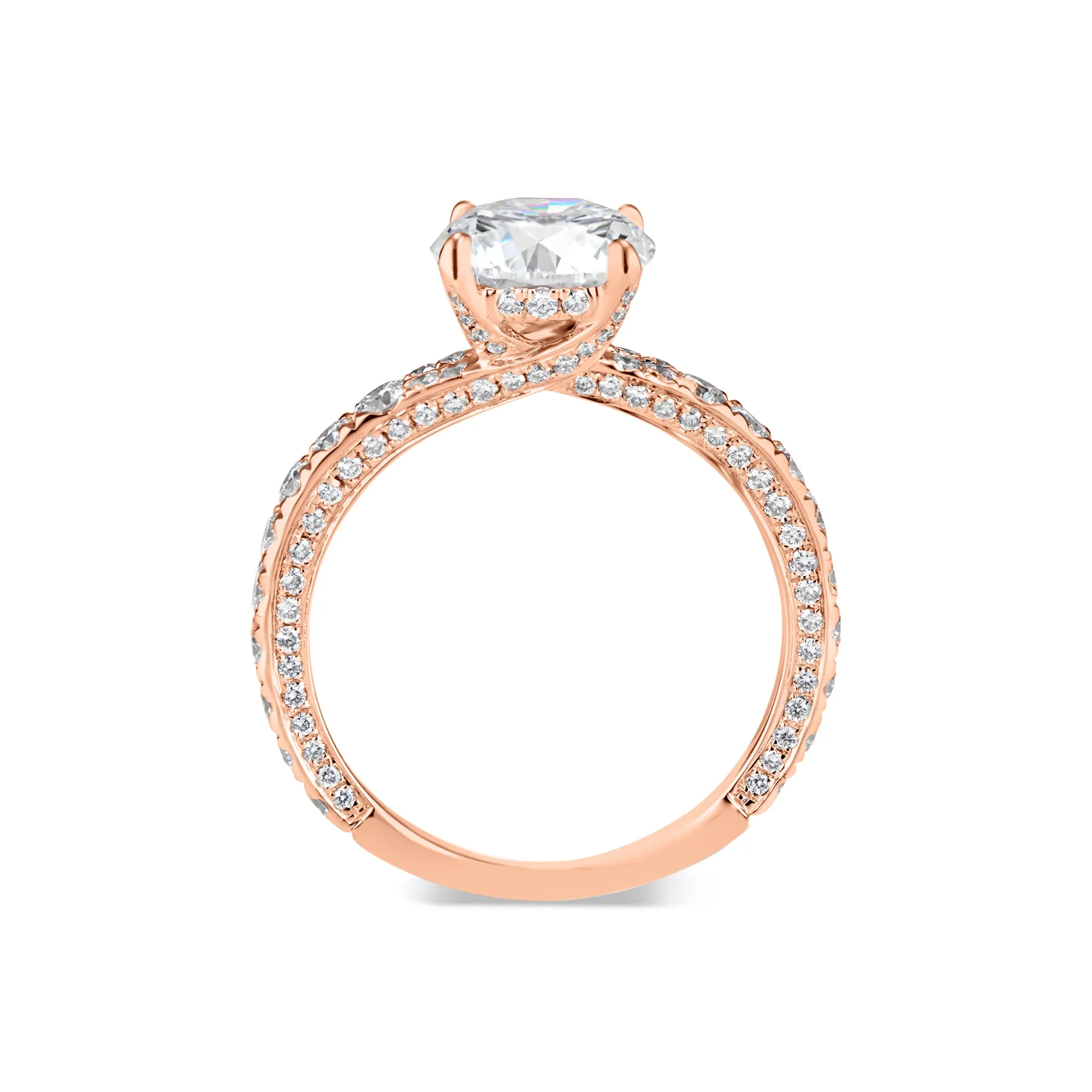 Round Diamond Engagement Ring with Bypass Shank