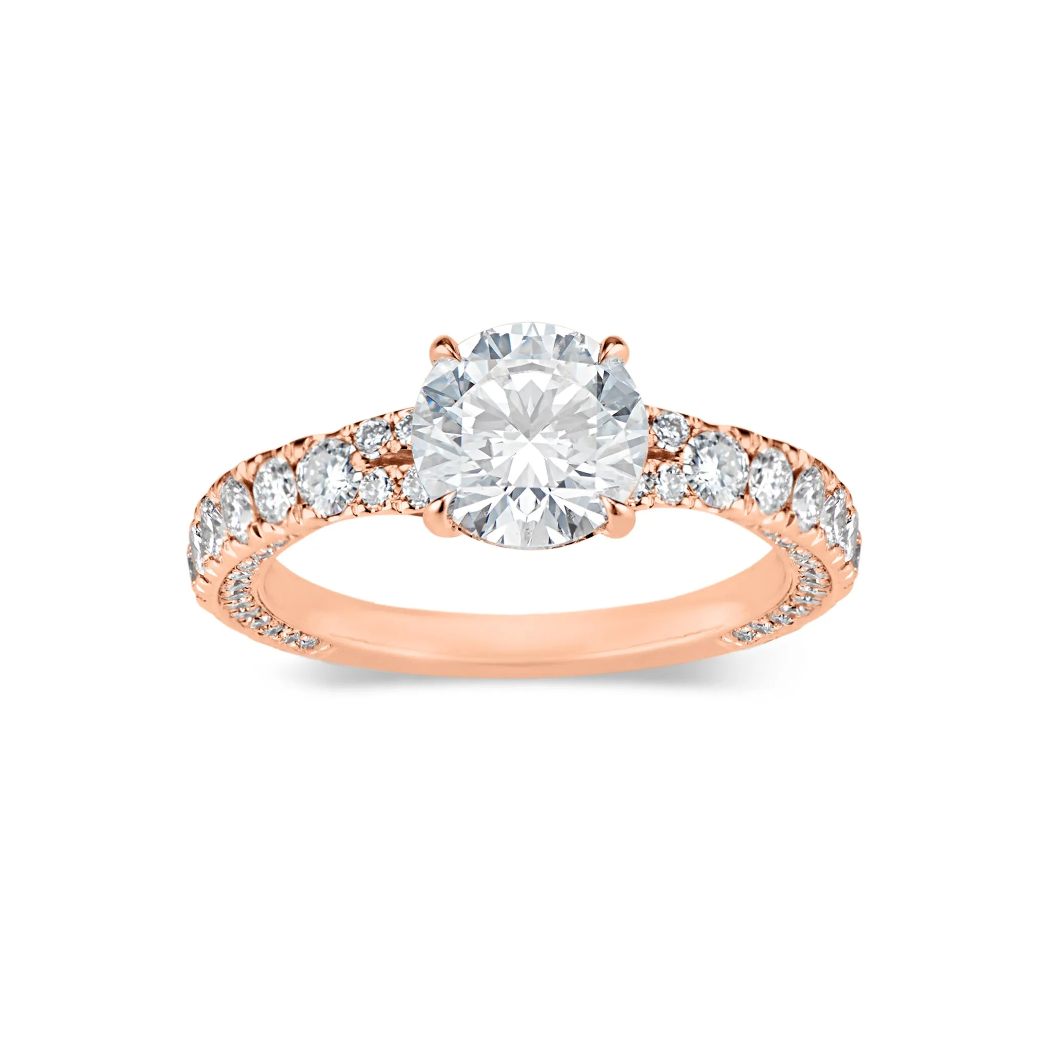 Round Diamond Engagement Ring with Bypass Shank