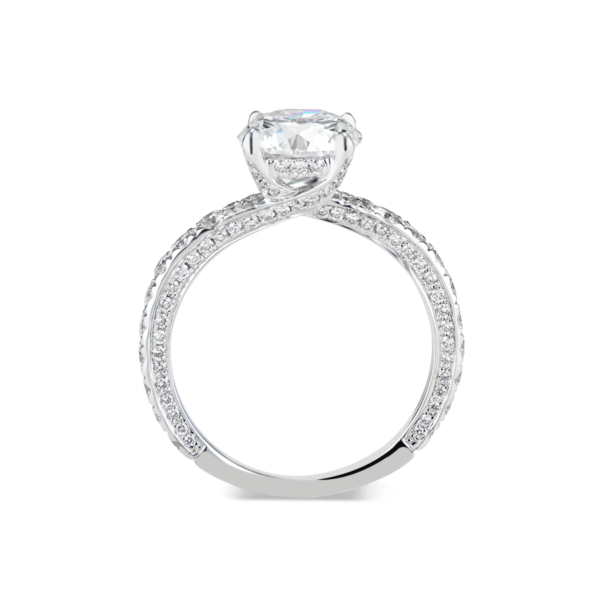 Round Diamond Engagement Ring with Bypass Shank