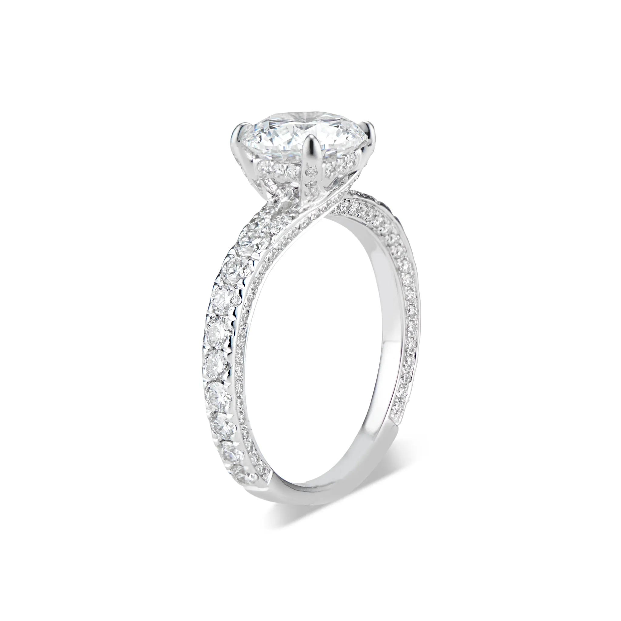 Round Diamond Engagement Ring with Bypass Shank