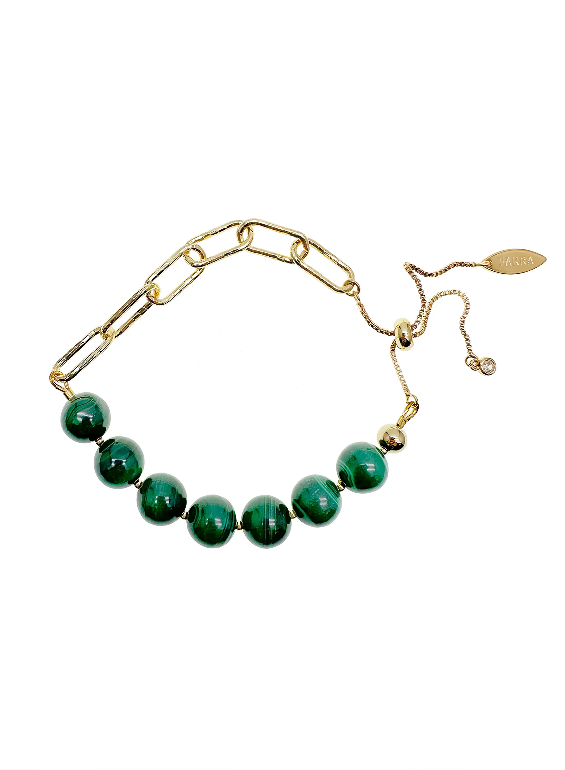 Round malachite Adjustable Chain Contemporary Bracelet JB017