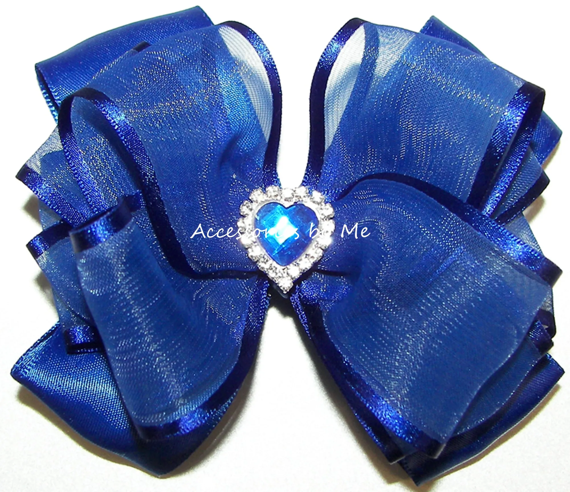 Royal Blue Organza Satin Hair Bow