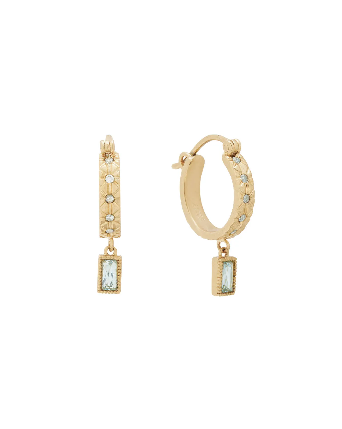 Sara March Birthstone Hoops - Aquamarine CZ