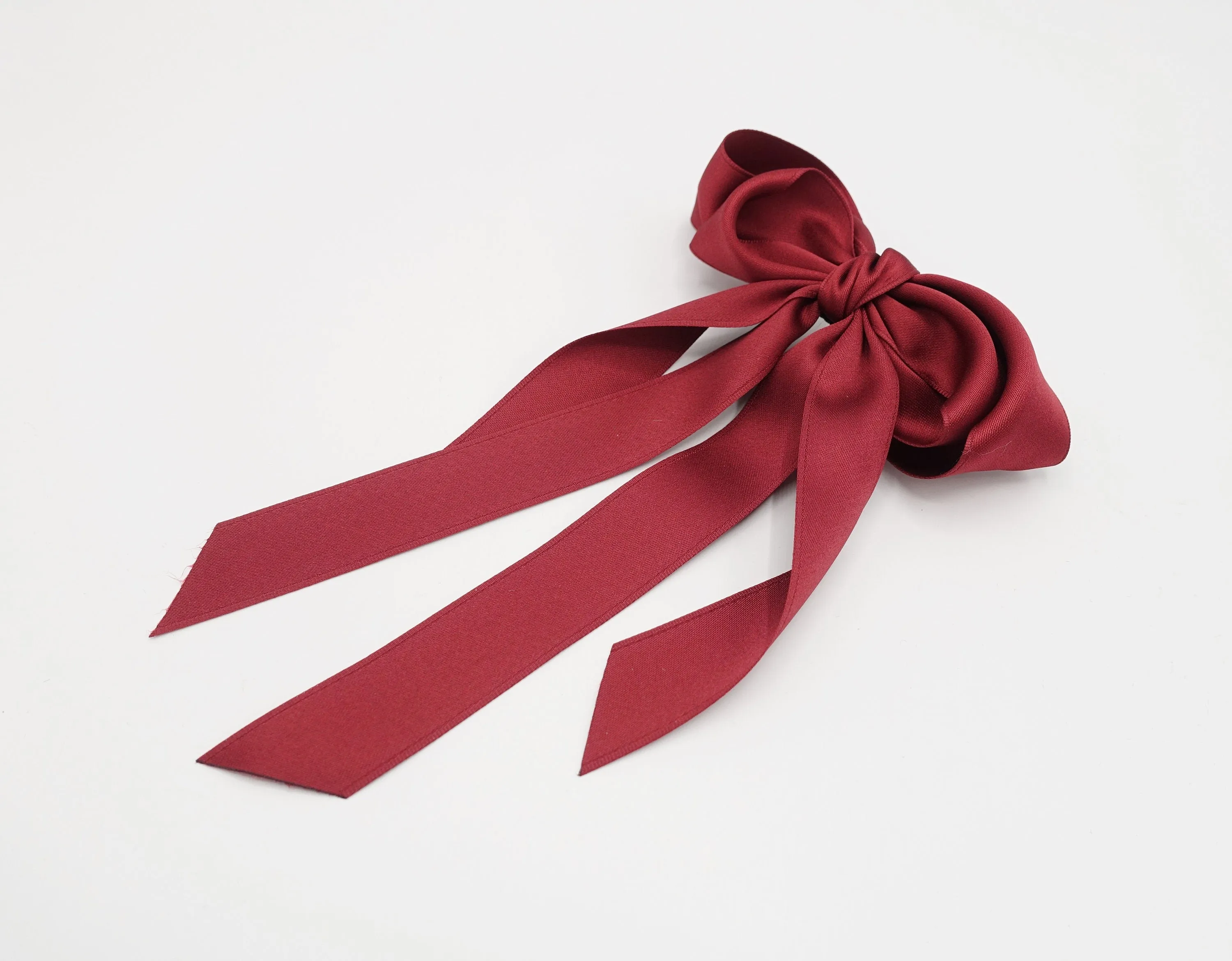 satin hair bow layered double tail hair accessory for women