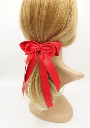 satin hair bow layered double tail hair accessory for women