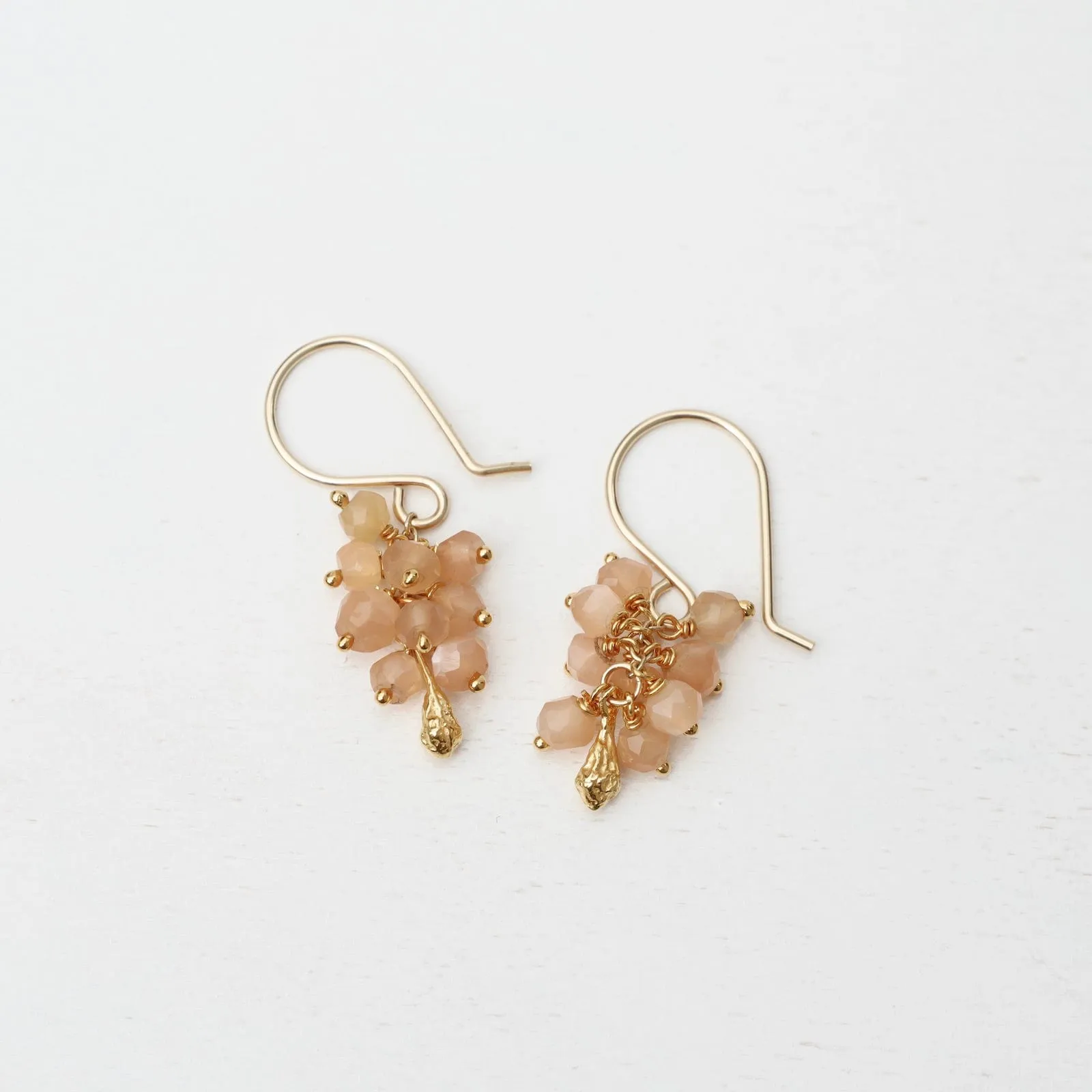 Seed Pod Cluster Earring - Peach Moonstone