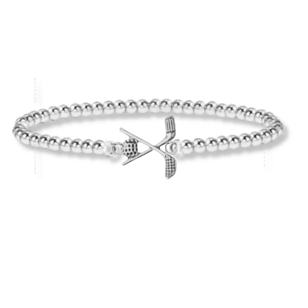 Silver Golf Beaded Bracelet