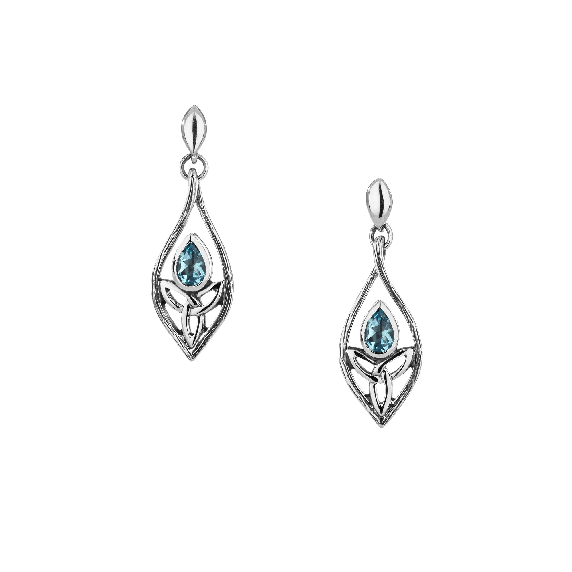 Silver Guardian Angel Post Earrings - Blue Topaz