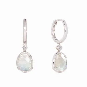 Silver Rainbow Moonstone Earrings - Victoria