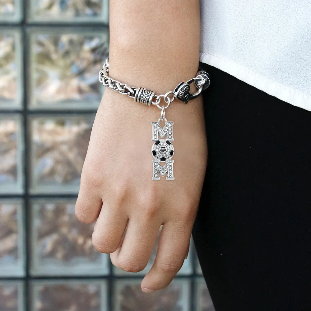 Silver Soccer Mom Charm Braided Bracelet