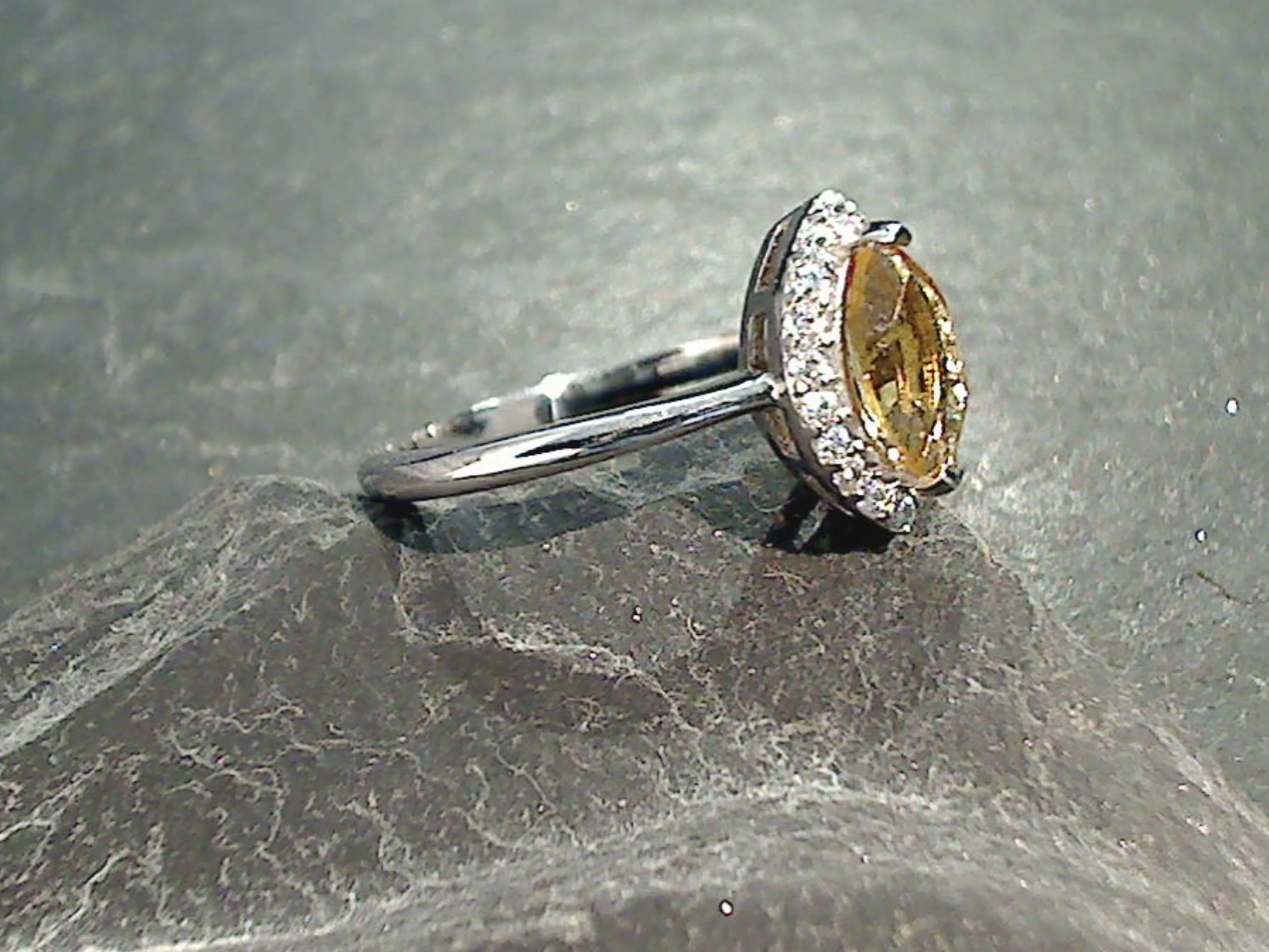 Size 7 Citrine, CZ, Sterling Silver Ring