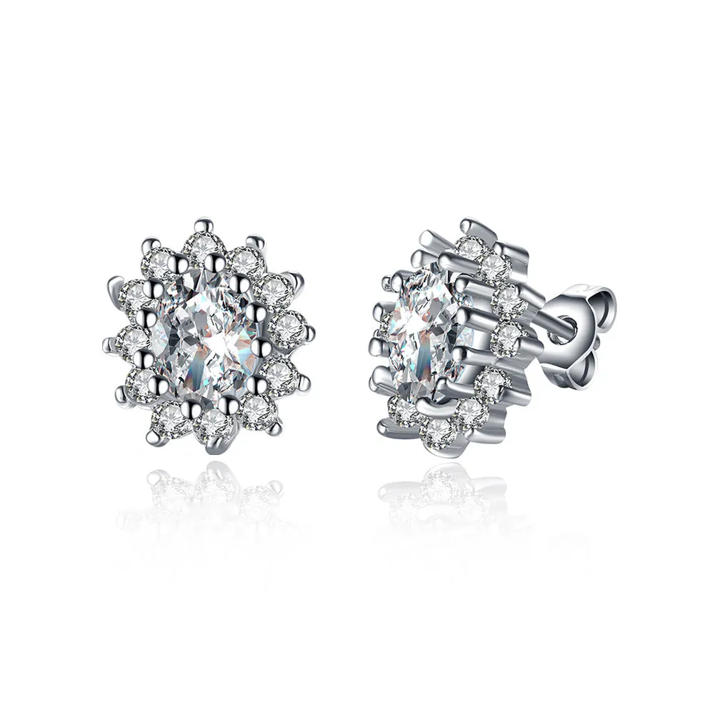 SKMEI LKN001 Women's Cubic Zirconia Flower Earrings Studs