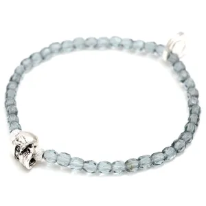 Skull Charm Faceted Glass Bead Bracelet