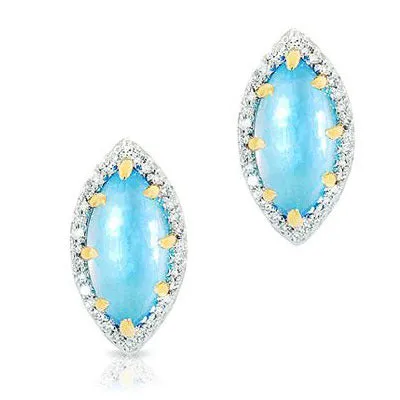 Sky Blue Topaz and Diamond Stud Earrings