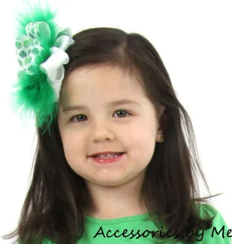 St. Patrick's Day Shamrock Marabou Hair Bow