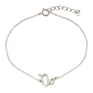 Sterling Silver 925 Rhodium Plated Capricorn CZ Adjustable Link Bracelet