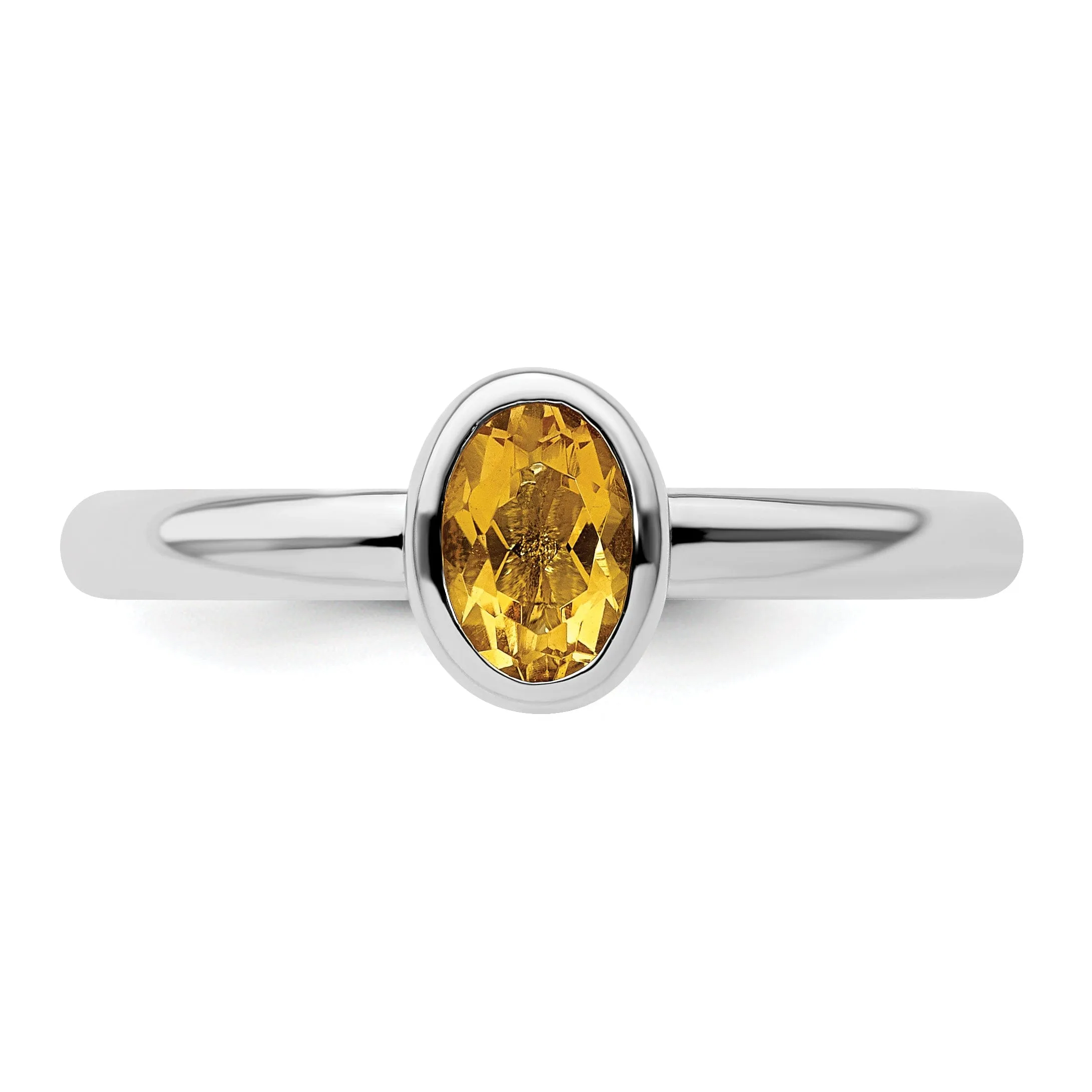 Sterling Silver Oval Citrine Ring