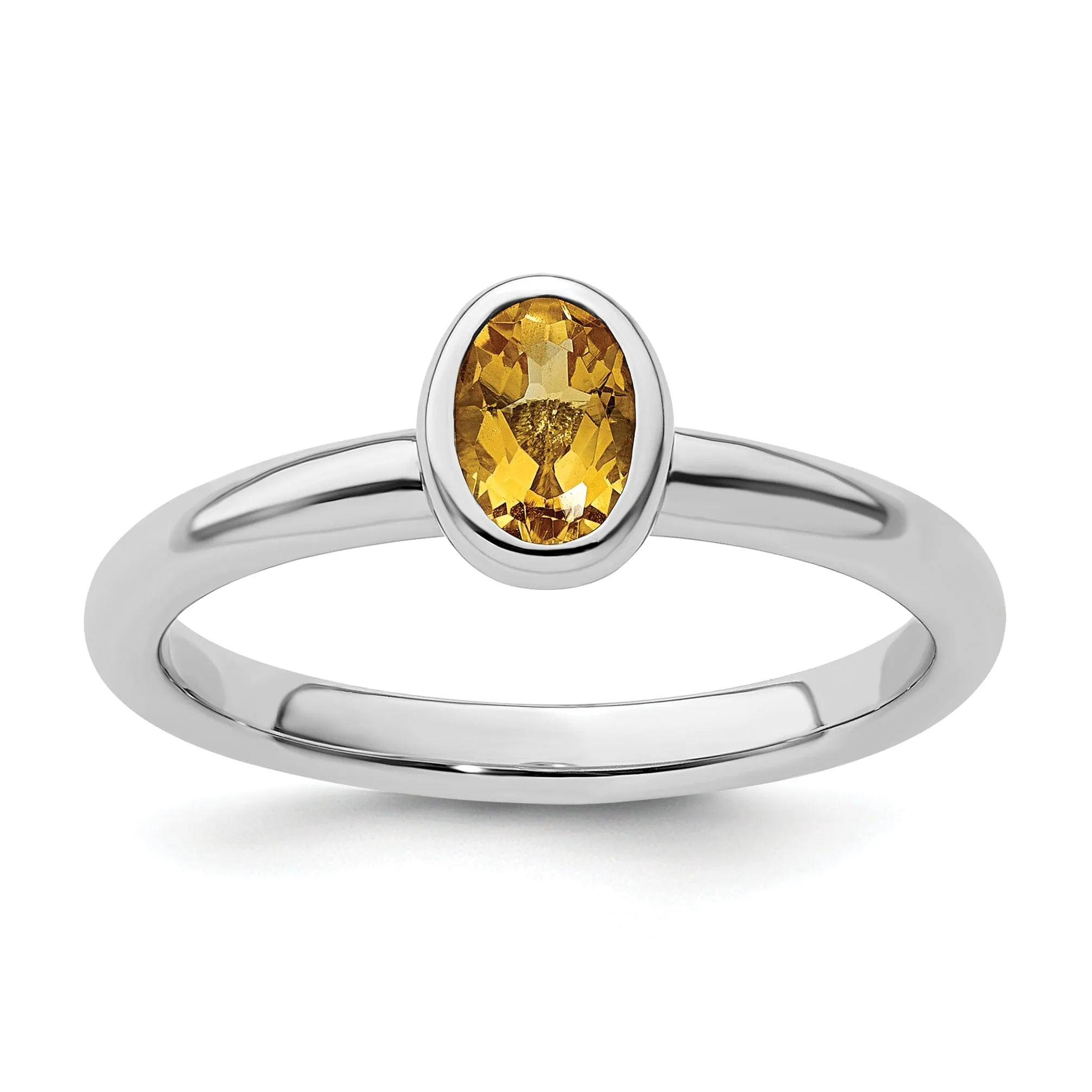 Sterling Silver Oval Citrine Ring