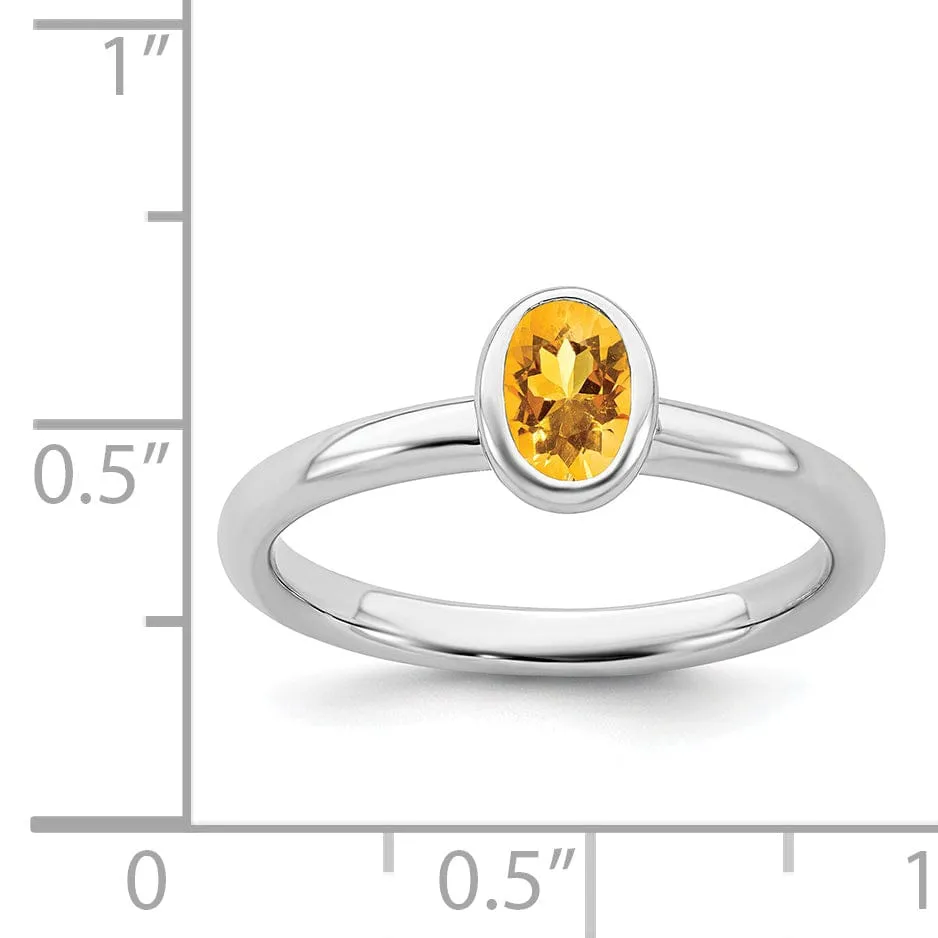 Sterling Silver Oval Citrine Ring