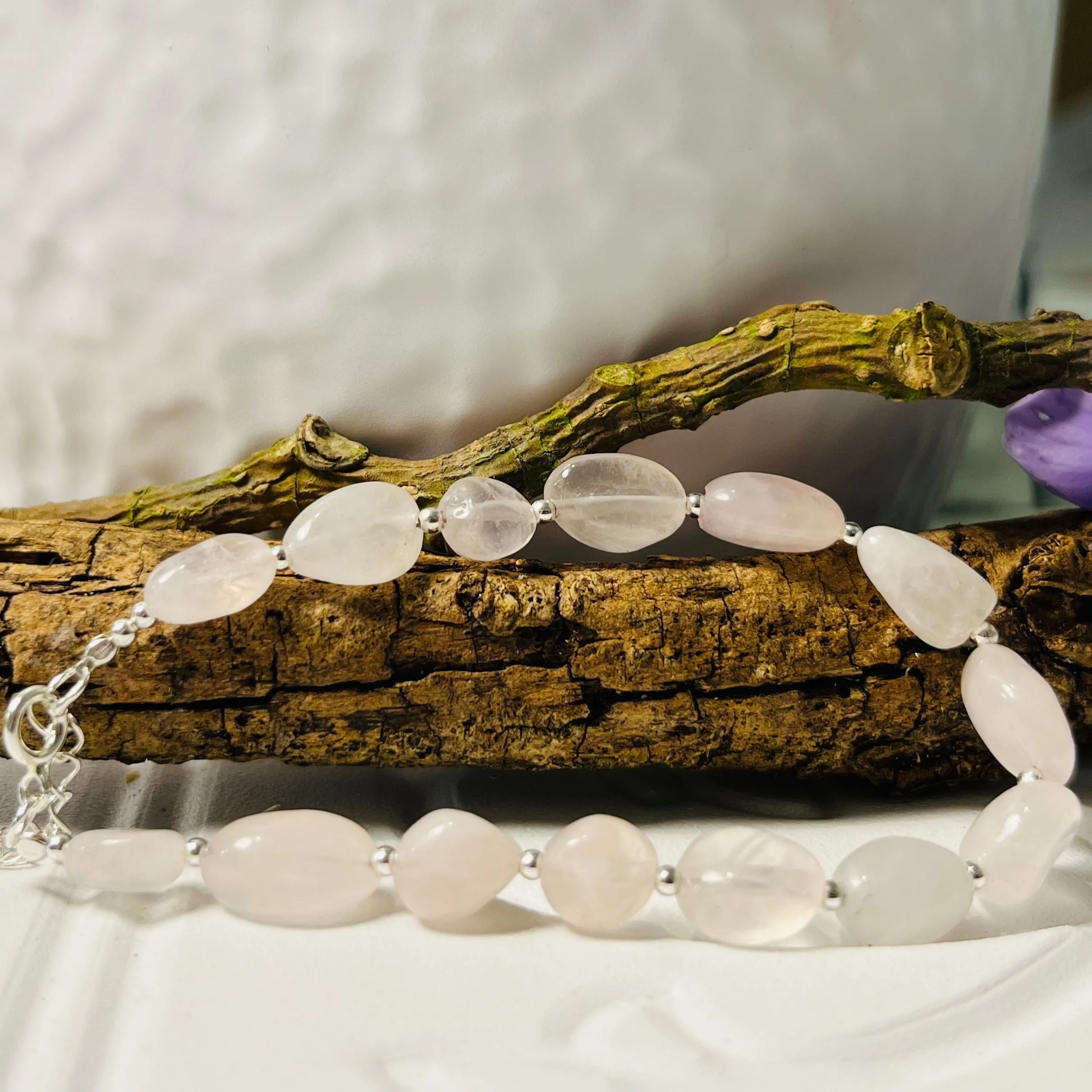 Sterling Silver Rose Quartz Bracelet