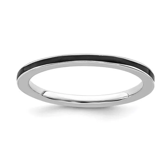 Sterling Silver Stackable Expressions Black Enameled 1.5mm Ring