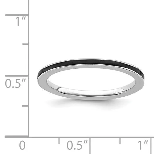 Sterling Silver Stackable Expressions Black Enameled 1.5mm Ring