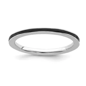 Sterling Silver Stackable Expressions Black Enameled 1.5mm Ring