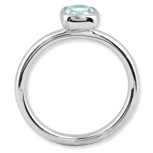 Sterling Silver Stackable Expressions Cushion Cut Light Aquamarine Ring